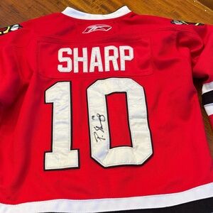 Reebok Red Black White signed SHARP #10 Hockey Jersey